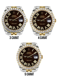 Rolex Datejust 41 Watch | 41 MM | 18K Yellow Gold & Stainless Steel | Custom Brown Roman Dial | Jubilee Band