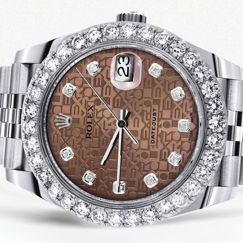Rolex Datejust 41 Watch | 41 MM | Custom Brown Texture Diamond Dial | Jubilee Band
