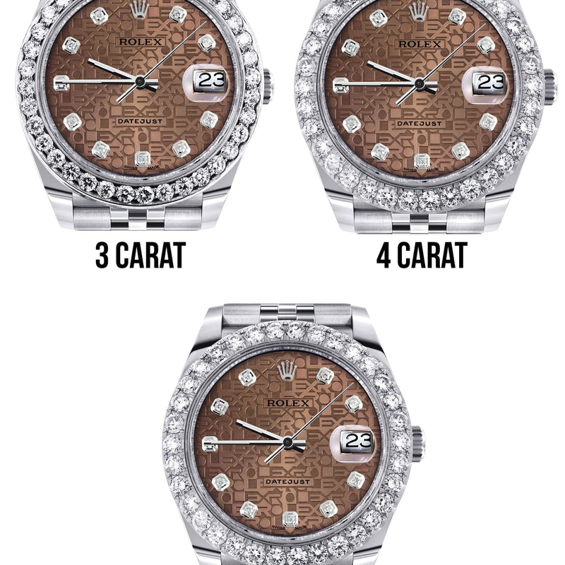 Rolex Datejust 41 Watch | 41 MM | Custom Brown Texture Diamond Dial | Jubilee Band