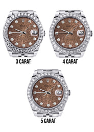 Rolex Datejust 41 Watch | 41 MM | Custom Brown Texture Diamond Dial | Jubilee Band