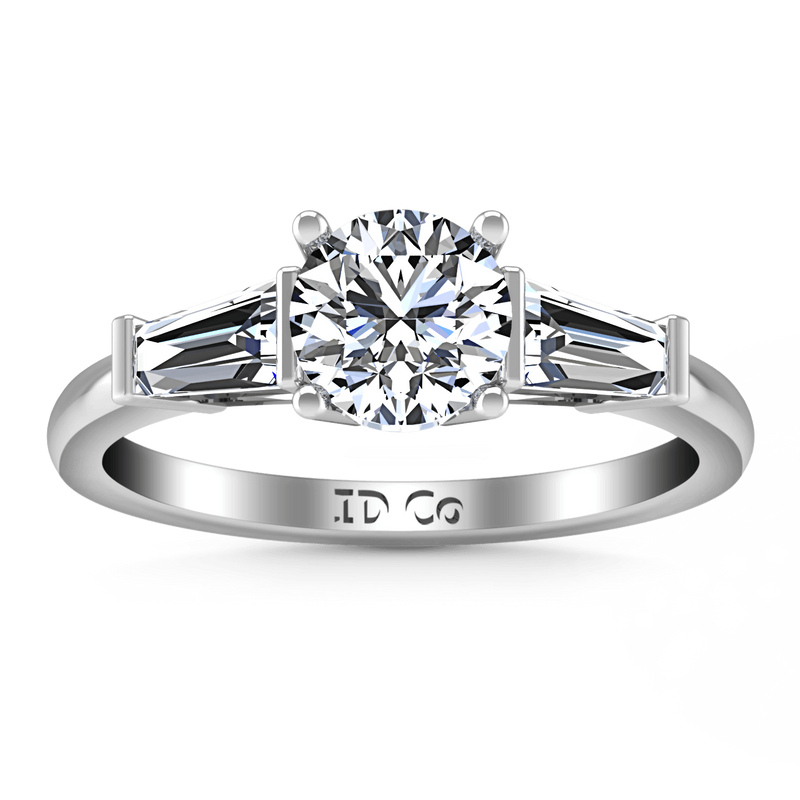 Round Diamond Three Stone Engagement Ring Jenna 14K White Gold