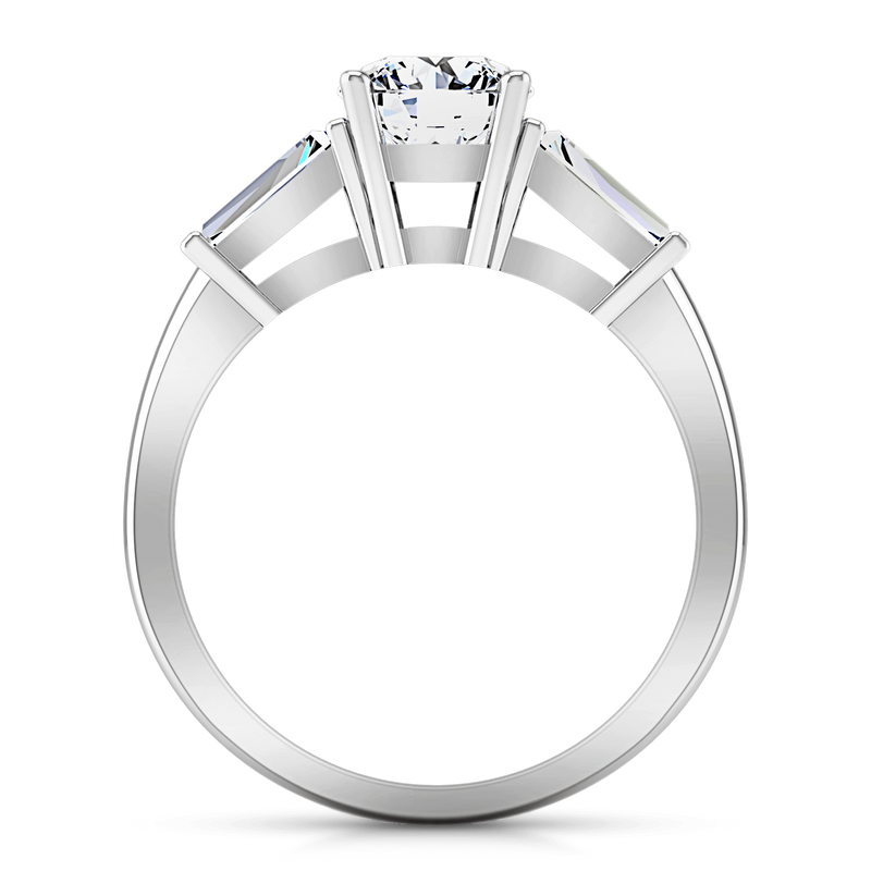 Round Diamond Three Stone Engagement Ring Jenna 14K White Gold
