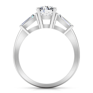 Round Diamond Three Stone Engagement Ring Jenna 14K White Gold