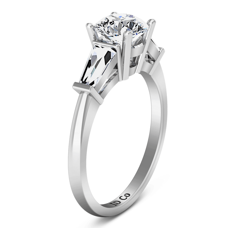 Round Diamond Three Stone Engagement Ring Jenna 14K White Gold