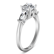 Round Diamond Three Stone Engagement Ring Jenna 14K White Gold