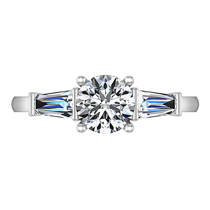 Round Diamond Three Stone Engagement Ring Jenna 14K White Gold