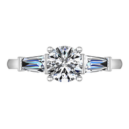 Round Diamond Three Stone Engagement Ring Jenna 14K White Gold