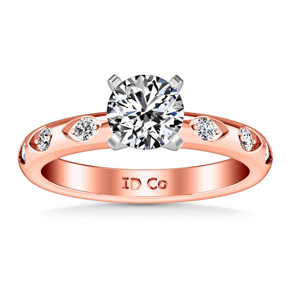 Pave Diamond Engagement Ring Jazz 14K Rose Gold