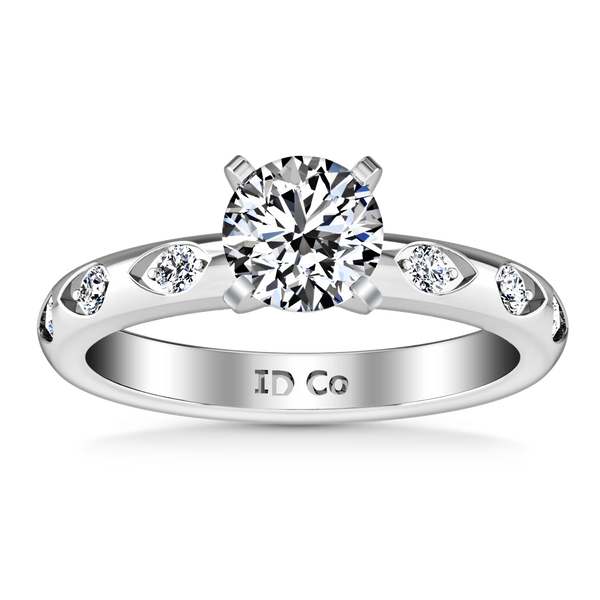 Round Diamond Pave Engagement Ring Jazz 14K White Gold