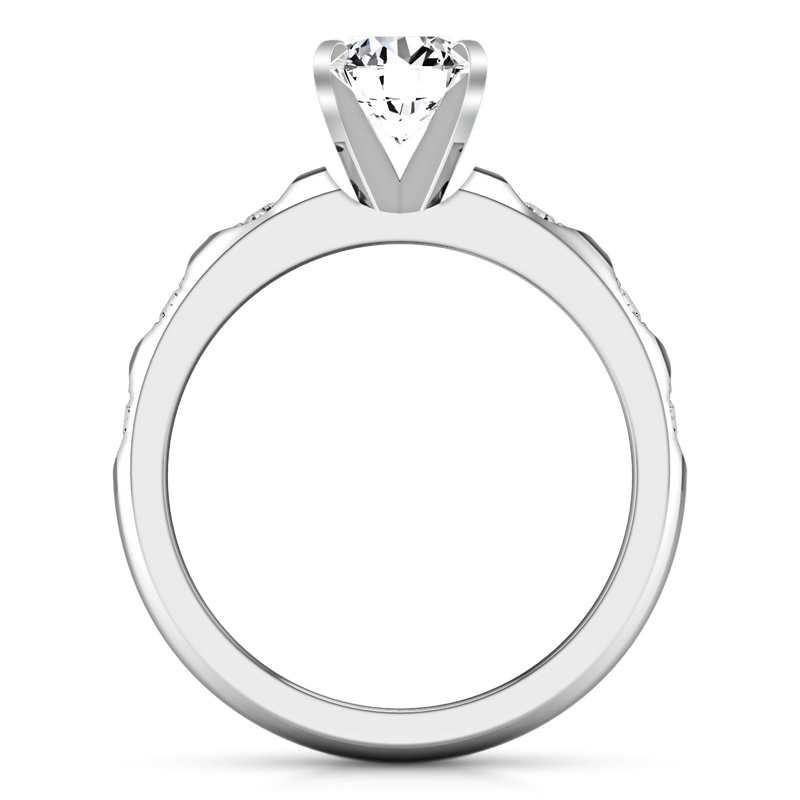 Round Diamond Pave Engagement Ring Jazz 14K White Gold