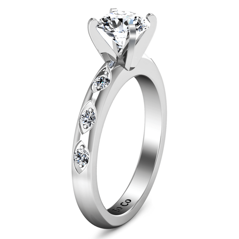 Round Diamond Pave Engagement Ring Jazz 14K White Gold