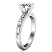 Round Diamond Pave Engagement Ring Jazz 14K White Gold