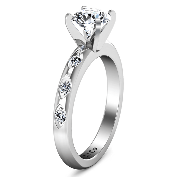 Round Diamond Pave Engagement Ring Jazz 14K White Gold