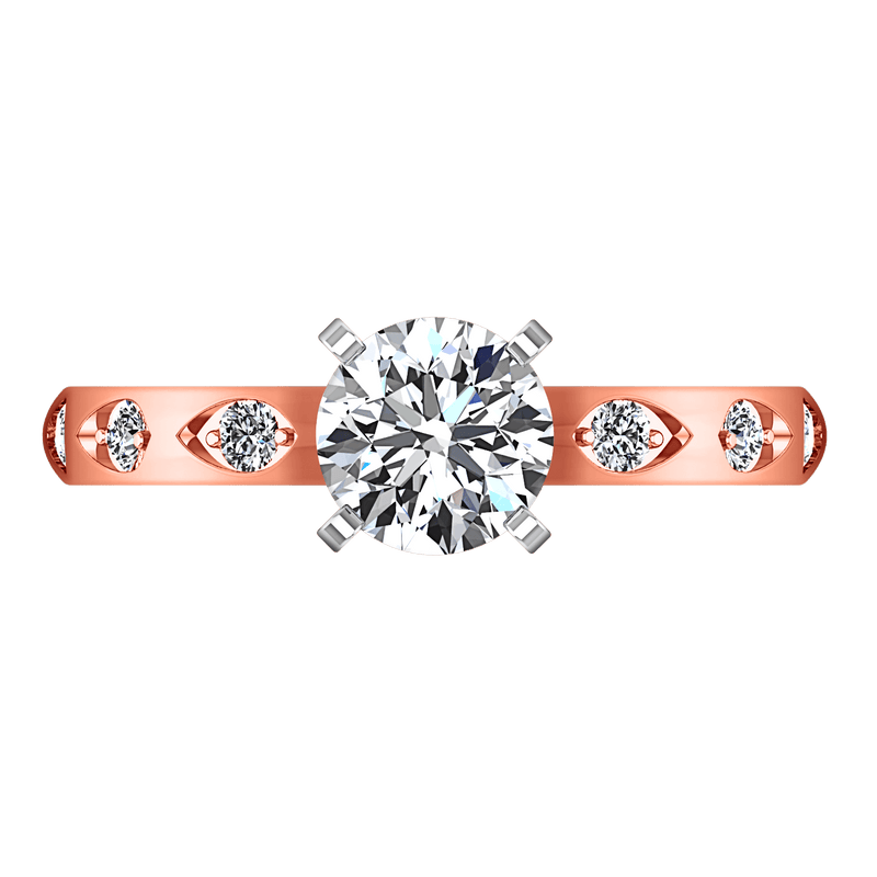 Pave Diamond Engagement Ring Jazz 14K Rose Gold