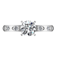 Round Diamond Pave Engagement Ring Jazz 14K White Gold