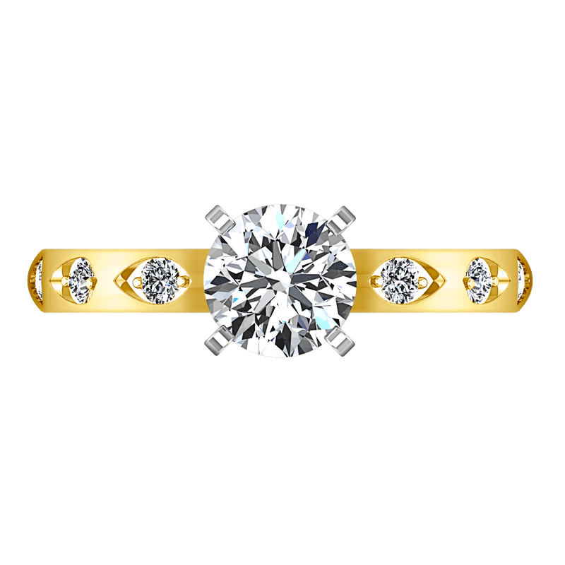 Pave Diamond EngagementRing Jazz 14K Yellow Gold