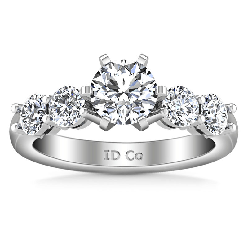 Round Diamond Pave Engagement Ring Journey 14K White Gold