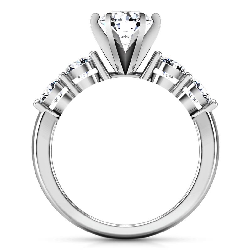 Round Diamond Pave Engagement Ring Journey 14K White Gold