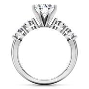 Round Diamond Pave Engagement Ring Journey 14K White Gold