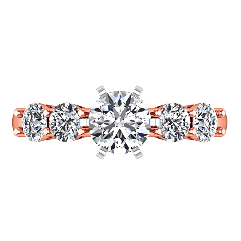Pave Diamond Engagement Ring Journey 14K Rose Gold