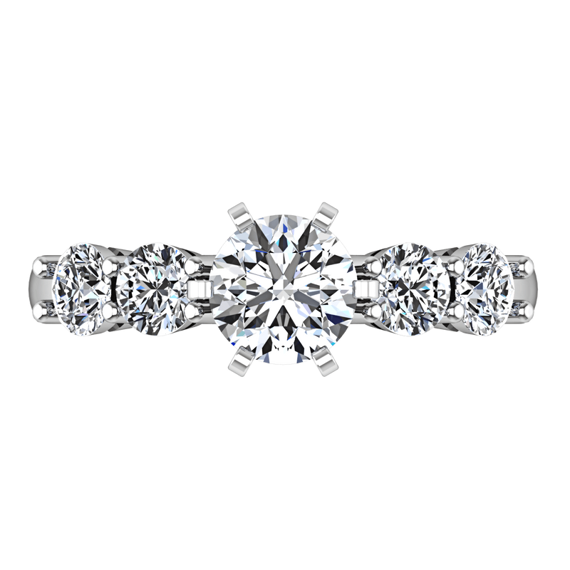 Round Diamond Pave Engagement Ring Journey 14K White Gold