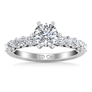 Round Diamond Pave Engagement Ring Fleur 14K White Gold