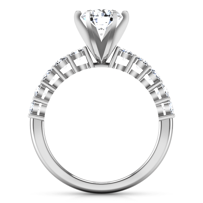 Round Diamond Pave Engagement Ring Fleur 14K White Gold