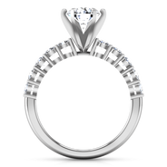Round Diamond Pave Engagement Ring Fleur 14K White Gold