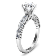 Round Diamond Pave Engagement Ring Fleur 14K White Gold