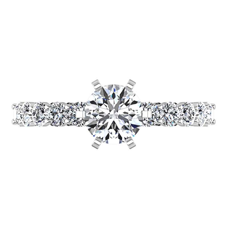 Round Diamond Pave Engagement Ring Fleur 14K White Gold