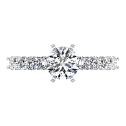 Round Diamond Pave Engagement Ring Fleur 14K White Gold