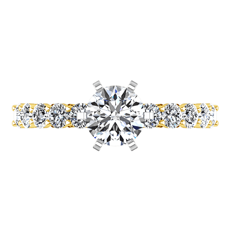 Pave Diamond EngagementRing Fleur 14K Yellow Gold