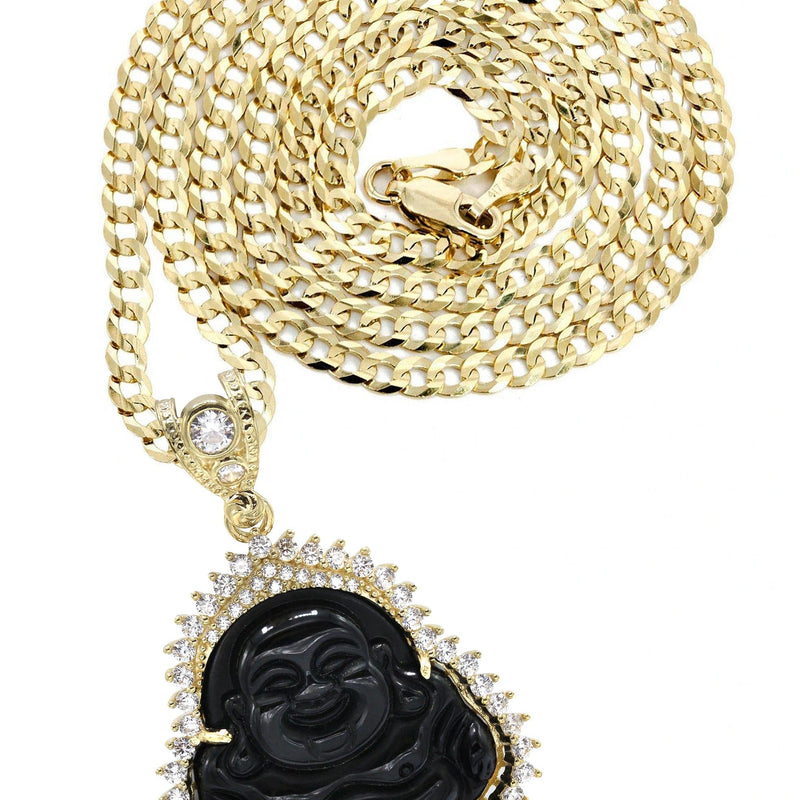 10K Yellow Gold Black Buddha Necklace | Appx. 23.9 Grams