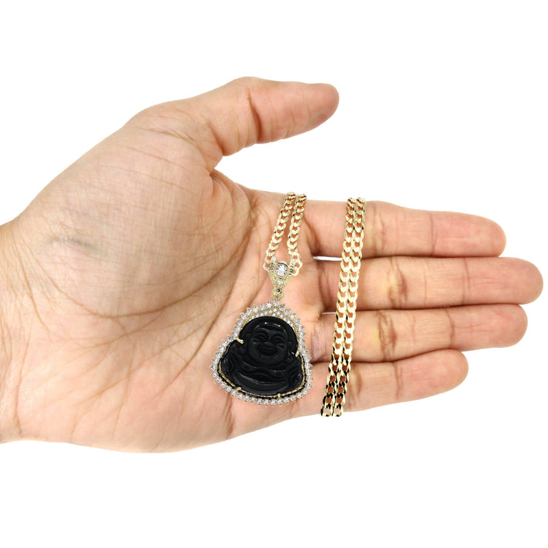 10K Yellow Gold Black Buddha Necklace | Appx. 23.9 Grams