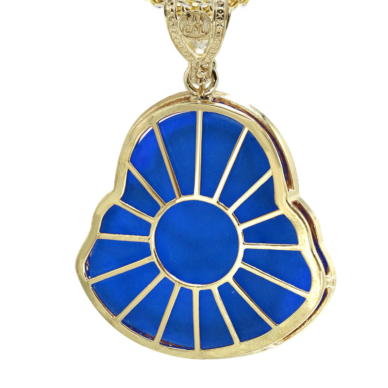 10K Yellow Gold Blue Buddha Necklace | Appx. 21.6 Grams