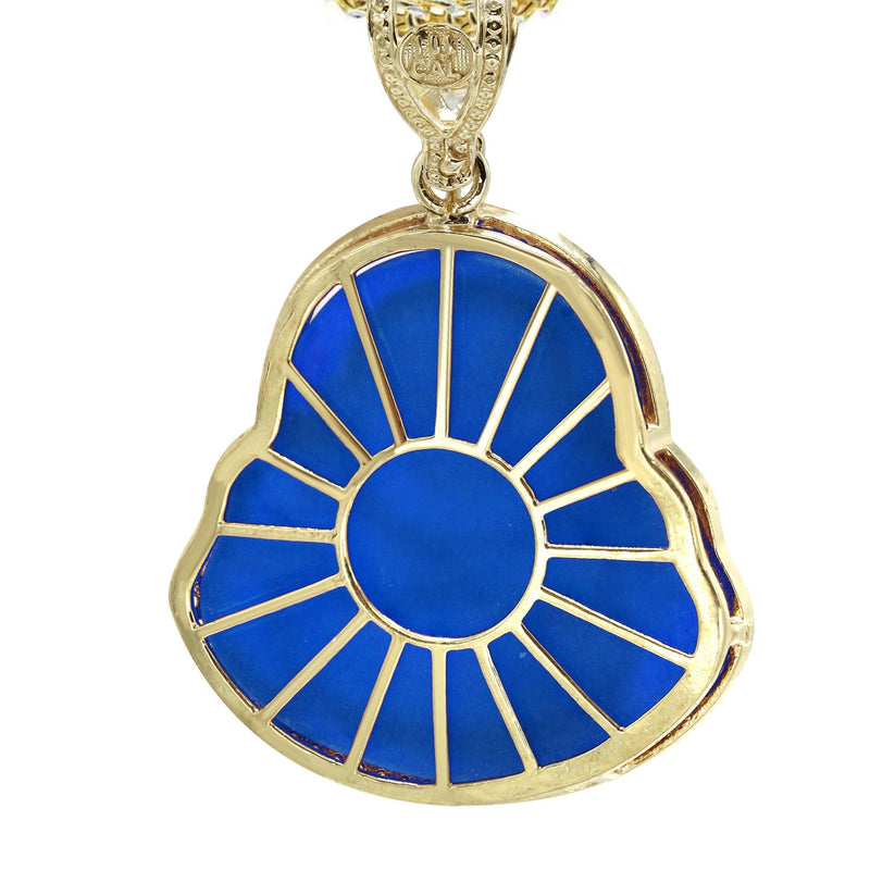 10K Yellow Gold Blue Buddha Necklace | Appx. 21.6 Grams
