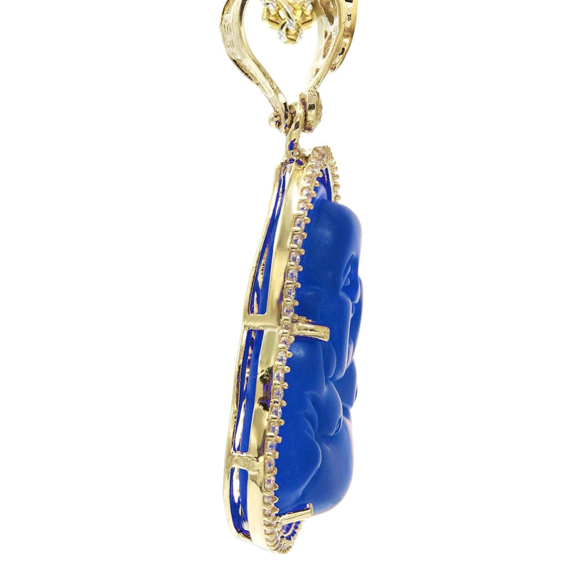 10K Yellow Gold Blue Buddha Necklace | Appx. 21.6 Grams