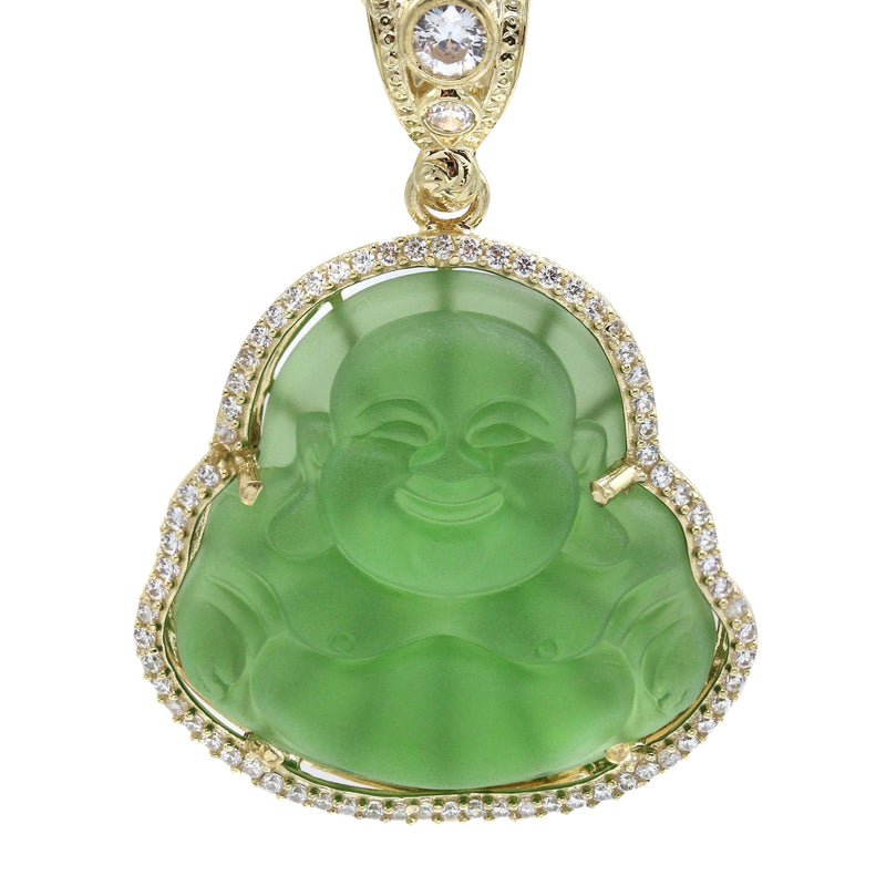 10K Yellow Gold Green Buddha Necklace | Appx. 21.6 Grams