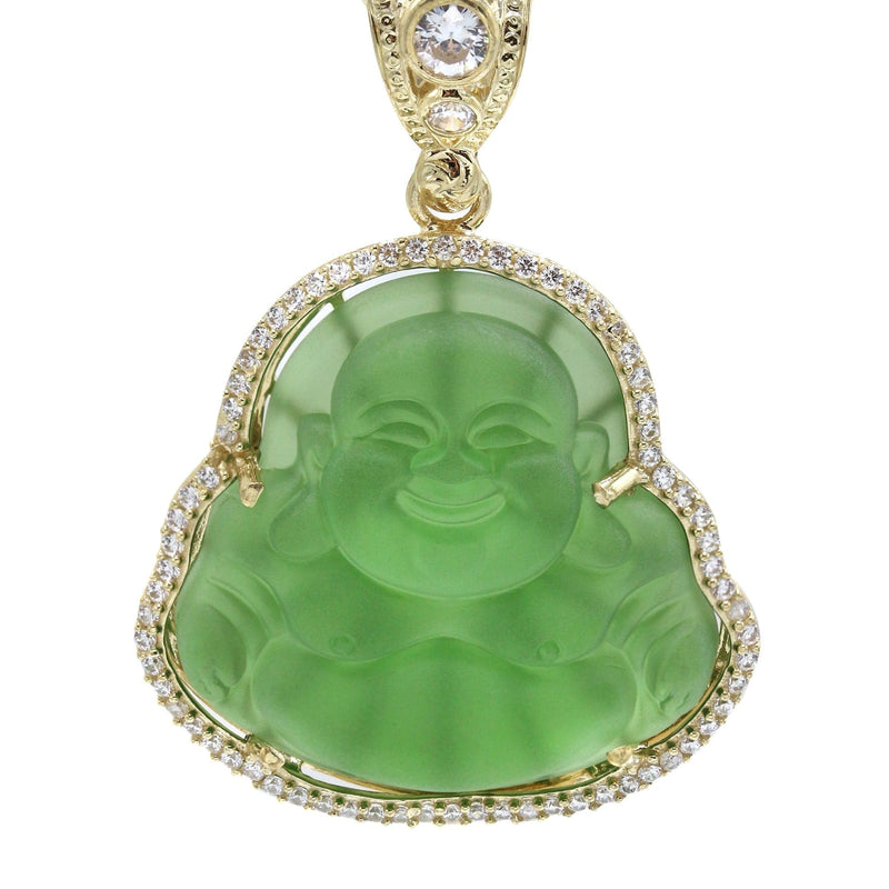 10K Yellow Gold Green Buddha Necklace | Appx. 21.6 Grams