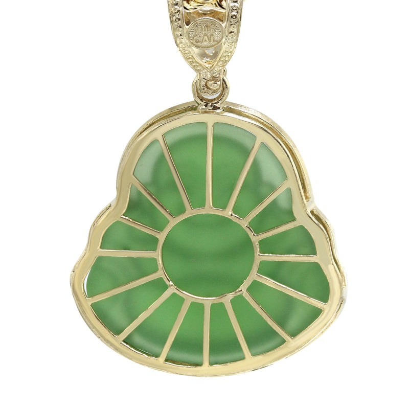 10K Yellow Gold Green Buddha Necklace | Appx. 21.6 Grams
