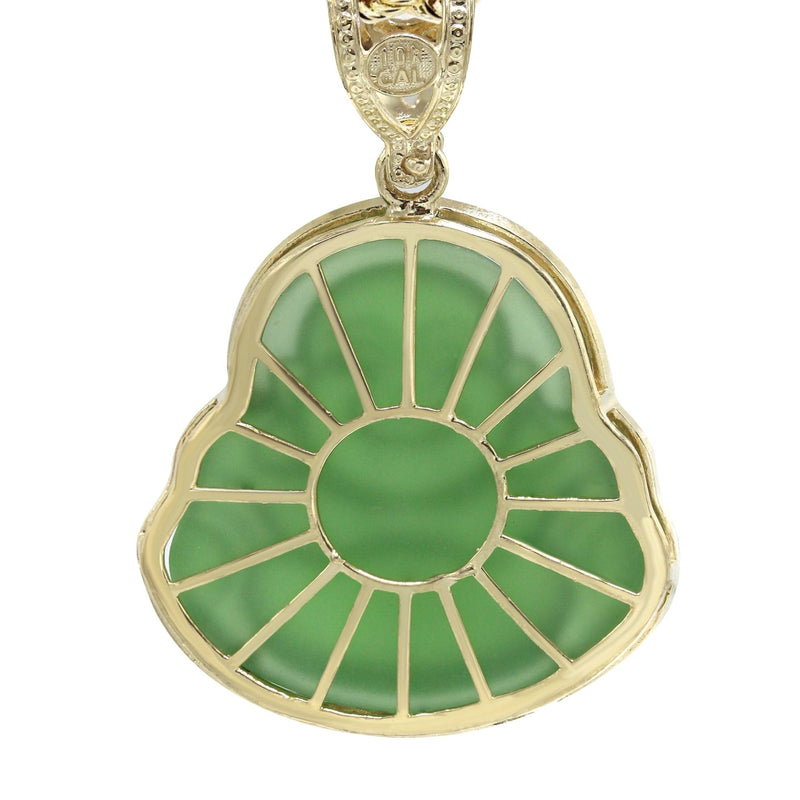 10K Yellow Gold Green Buddha Necklace | Appx. 21.6 Grams