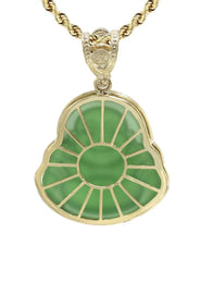 10K Yellow Gold Green Buddha Necklace | Appx. 21.6 Grams