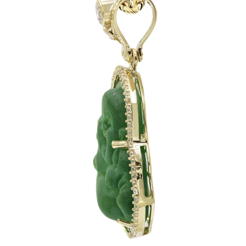 10K Yellow Gold Green Buddha Necklace | Appx. 21.6 Grams