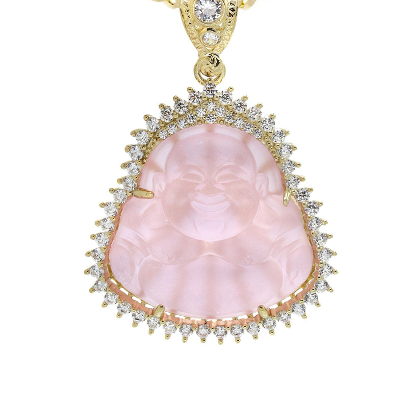 10K Yellow Gold Pink Buddha Necklace | Appx. 24.7 Grams