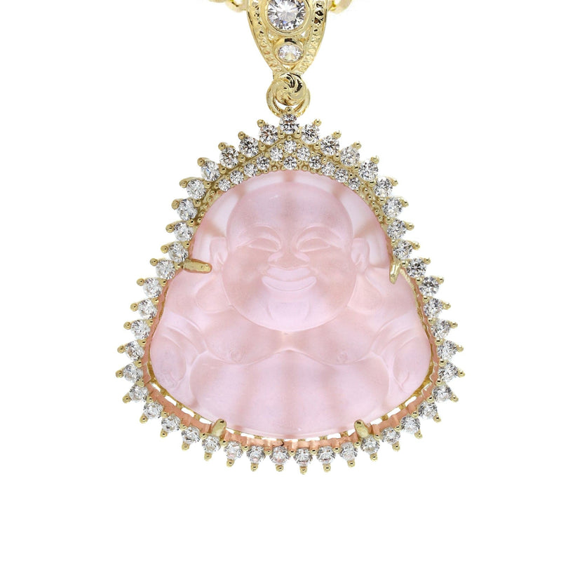 10K Yellow Gold Pink Buddha Necklace | Appx. 24.7 Grams