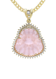 10K Yellow Gold Pink Buddha Necklace | Appx. 24.7 Grams