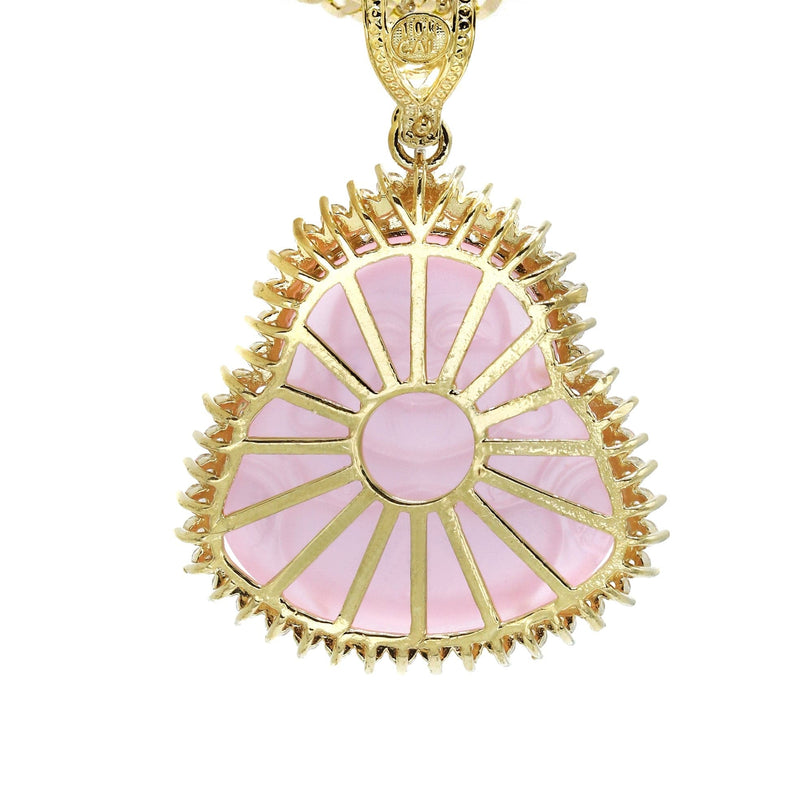 10K Yellow Gold Pink Buddha Necklace | Appx. 24.7 Grams