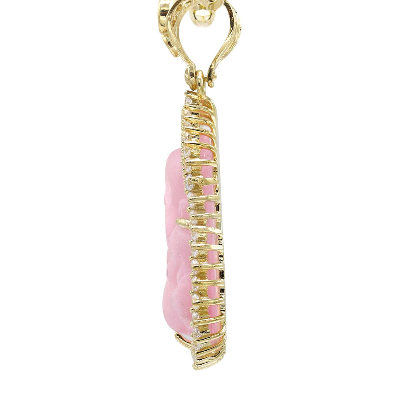 10K Yellow Gold Pink Buddha Necklace | Appx. 24.7 Grams