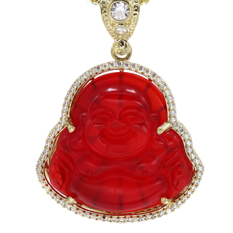 10K Yellow Gold Red Buddha Necklace | Appx. 22.5 Grams