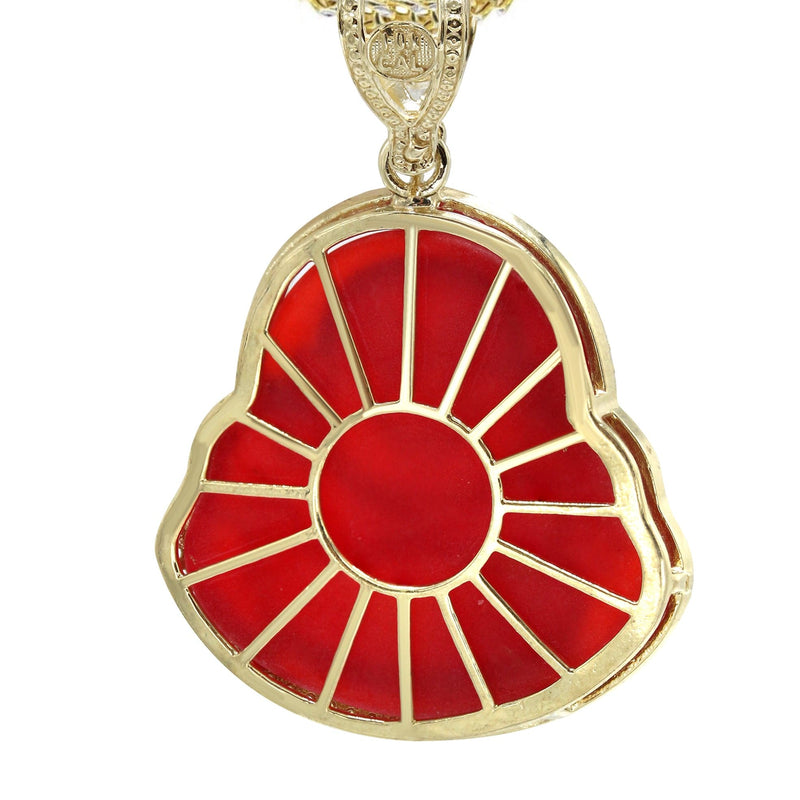 10K Yellow Gold Red Buddha Necklace | Appx. 22.5 Grams
